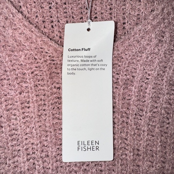 Eileen Fisher Organic Cotton Cashmere Fluff V-Neck Boxy Sweater Opal Large NEW - Picture 4 of 10